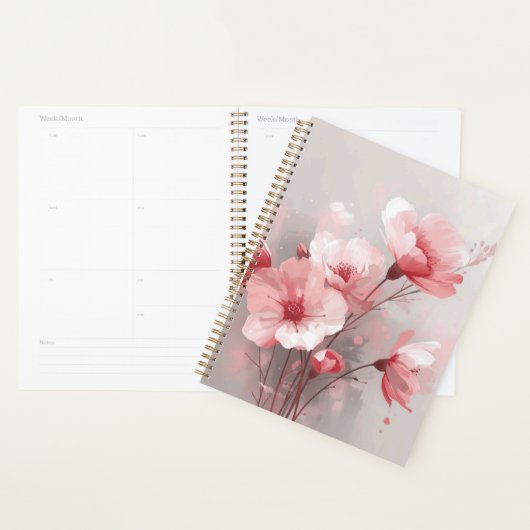 Roze, witte en grijze bloemen planner (Display)