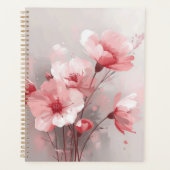 Roze, witte en grijze bloemen planner (Voorkant)