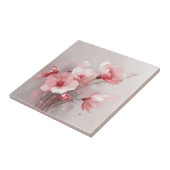 Roze, witte en grijze bloemen tegeltje (Zijkant)