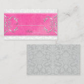 Roze, witte en grijze Damask Plaatskaarten Plaatskaartje (Voorkant / Achterkant)