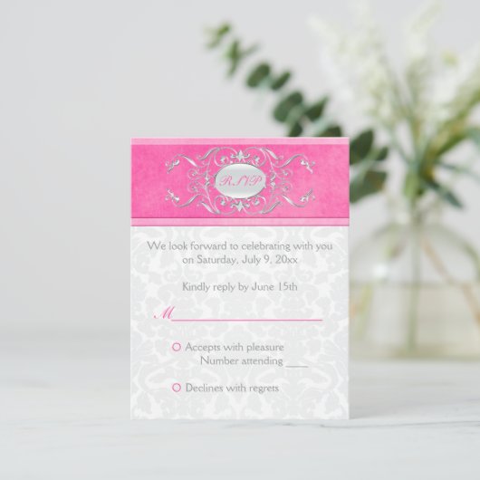 Roze, witte en grijze Kaart voor het antwoord op v (Staand voorkant)