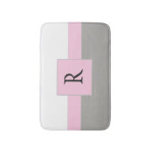  roze witte en grijze monogram badmat (Voorkant Verticaal)