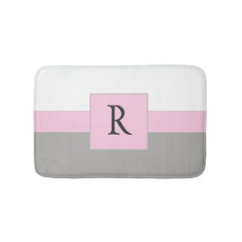  roze witte en grijze monogram badmat