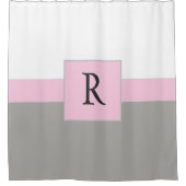 Roze witte en grijze monogram Charm Douchegordijn (Voorkant)
