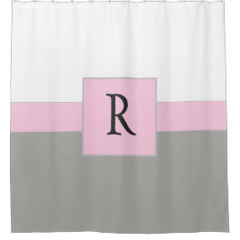 Roze witte en grijze monogram Charm Douchegordijn