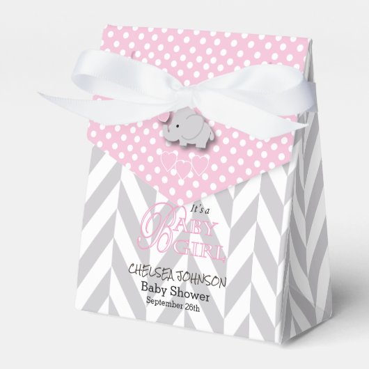 Roze, witte en grijze olifant bedankdoosjes (Voorkant Zijde)