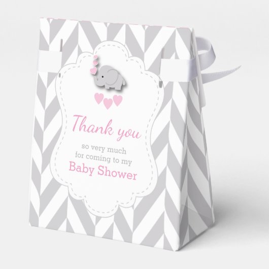 Roze, witte en grijze olifant bedankdoosjes (Achterkant)
