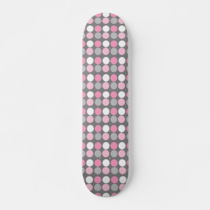 Roze witte en grijze pooldot skateboard
