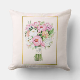 Roze, witte en groene bloemboeket Worp Kussen