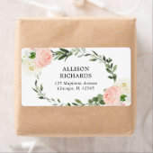 Roze witte en groene florale roze etiket (Insitu)