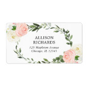 Roze witte en groene florale roze etiket (Voorkant)