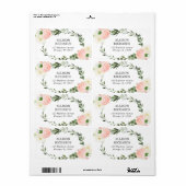 Roze witte en groene florale roze etiket (Full Sheet)