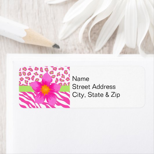 Roze, witte en groene Zebra & Cheetah & roze venti Etiket (Insitu)