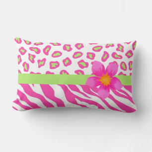 Roze, witte en groene Zebra & Cheetah & roze venti Kussen