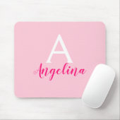 Roze, Witte en Heet Roze Monogram Naam Muismat (Met muis)