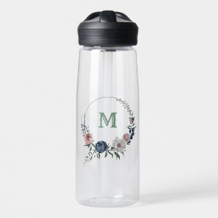 roze, witte en marineblauwe bloemen groen waterfles