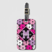 Roze, witte en paarse pekelkogels, met naam bagagelabel (Voorkant (verticaal))