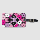 Roze, witte en paarse pekelkogels, met naam bagagelabel (Voorkant (horizontaal))