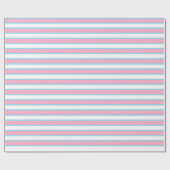 Roze, witte en parelblauwe strepen cadeaupapier (Vlak)