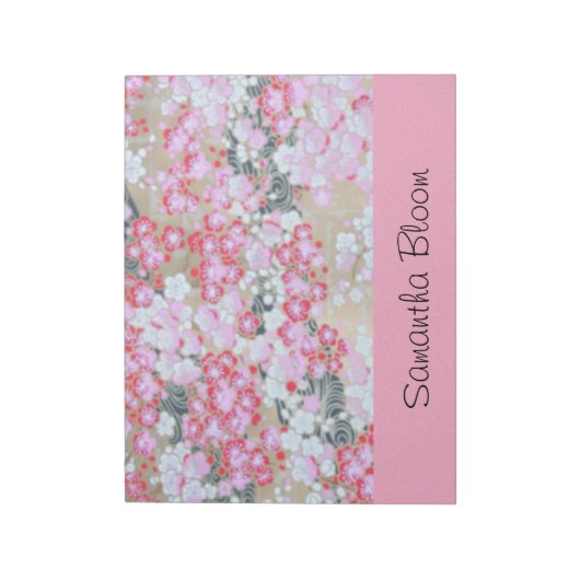 Roze, witte en rode bloemen notitieblok (Linkerzijde)