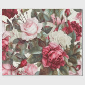 roze witte en rode rozen cadeaupapier (Vlak)