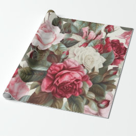  roze witte en rode rozen cadeaupapier