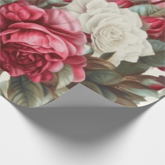  roze witte en rode rozen cadeaupapier (Hoek)