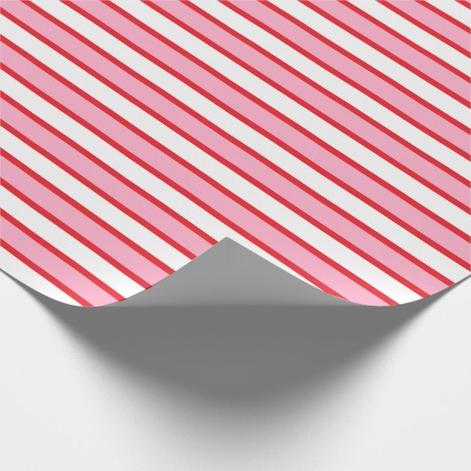 Roze, witte en rode strepen cadeaupapier (Hoek)