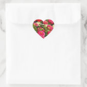 Roze, witte en rode zinnia bloemen hart sticker (Tas)