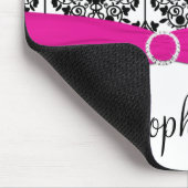 Roze, witte en zwarte Damask Mousepad Muismat (Hoek)