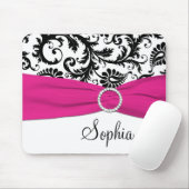 Roze, witte en zwarte Damask Mousepad Muismat (Met muis)