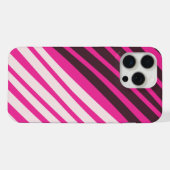 Roze witte en zwarte diagonale strepen iPhone hoesje (Achterkant horizontaal)