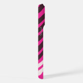 Roze witte en zwarte diagonale strepen iPhone hoesje (Rechterkant)