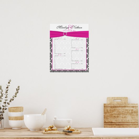 Roze, Witte en Zwarte Grafiek van de Afbeelding va Poster (Keuken)