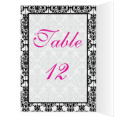 Roze, witte en zwarte kaart voor het tafelnummer (Binnen (Links))