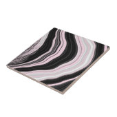 Roze, witte en zwarte, marmer-effect tegel tegeltje (Zijkant)