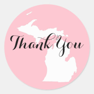Roze Witte en Zwarte Michigan Trouw Dank Je Ronde Sticker