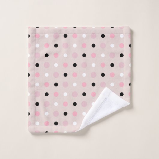 Roze, witte en zwarte Stippen Bad Handdoek (Wasdoekje)