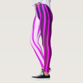 Roze witte en zwarte strepen leggings (Links)