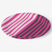 Roze witte en zwarte verticale strepen papieren bordje (Gekanteld)