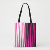 Roze witte en zwarte verticale strepen tote bag (Voorkant)