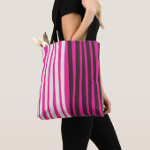 Roze witte en zwarte verticale strepen tote bag (Dichtbij)