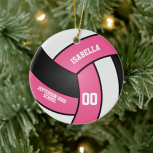 Roze, witte en zwarte volleybal keramisch ornament