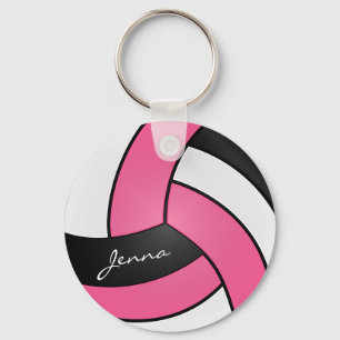 Roze, witte en zwarte volleybal sleutelhanger