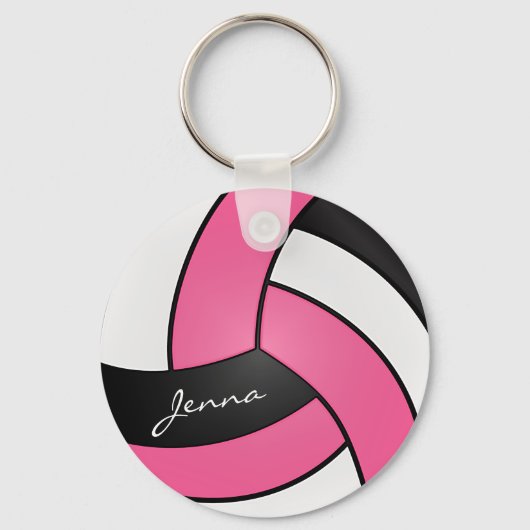 Roze, witte en zwarte volleybal sleutelhanger (Voorkant)