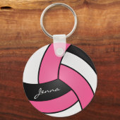 Roze, witte en zwarte volleybal sleutelhanger (Voorkant)