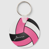 Roze, witte en zwarte volleybal sleutelhanger (Achterkant)