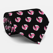 Roze, witte en zwarte volleybal stropdas (Opgerold)
