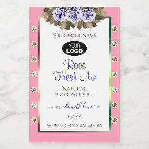 Roze witte etiketten Blauwe Rozen Juwelen Logo