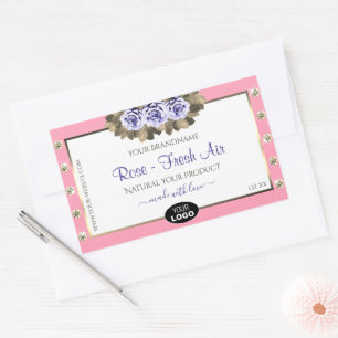 Roze witte etiketten Blauwe Rozen Juwelen Logo
